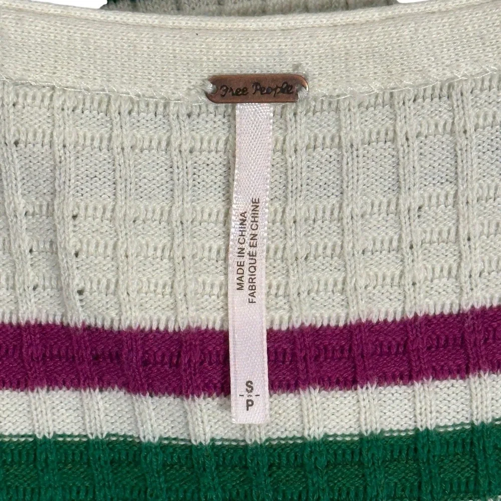 Free People Wide Eyed Striped Waffle Knit Mini Dress Multi Color Boho Size S